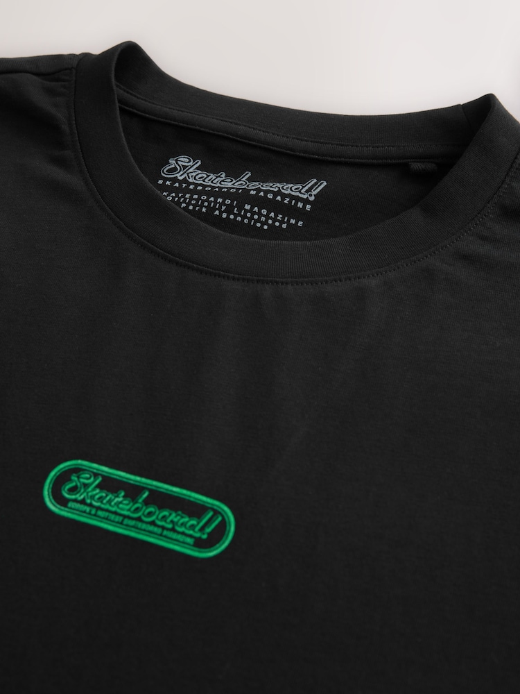 Black 100% Cotton Skateboard! Magazine Licence T-Shirt - Image 7 of 8