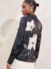 Черный/звериный принт - Футболка Lipsy Satin Printed - Image 4 of 4