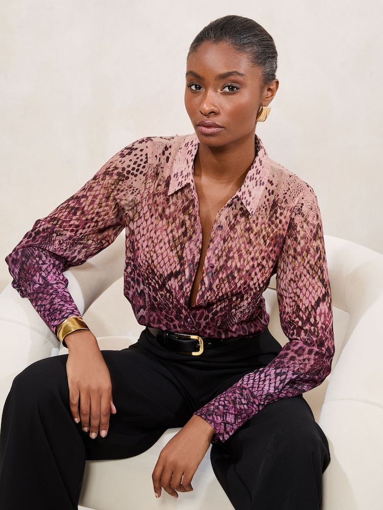 Lipsy Pink Chiffon Printed Shirt - Image 2 of 4