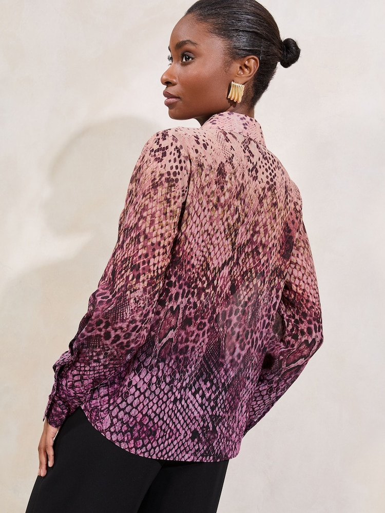 Lipsy Pink Chiffon Printed Shirt - Image 4 of 4