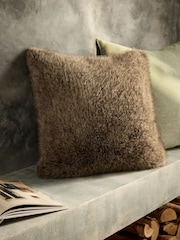 Brown 50 x 50cm Bear Faux Fur Cushion - Image 1 of 6