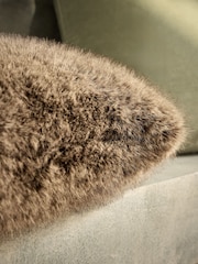 Brown 50 x 50cm Bear Faux Fur Cushion - Image 3 of 6