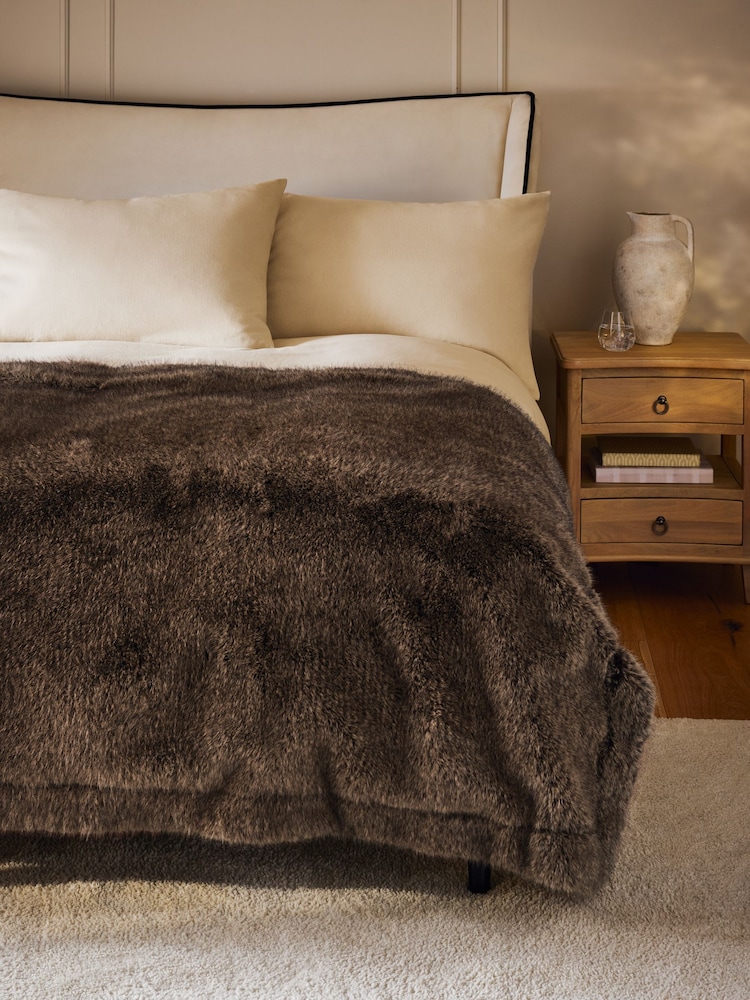 Brown Bear Faux Fur Throw - Image 1 of 4