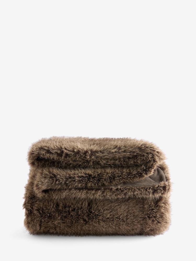 Brown Bear Faux Fur Throw - Image 4 of 4