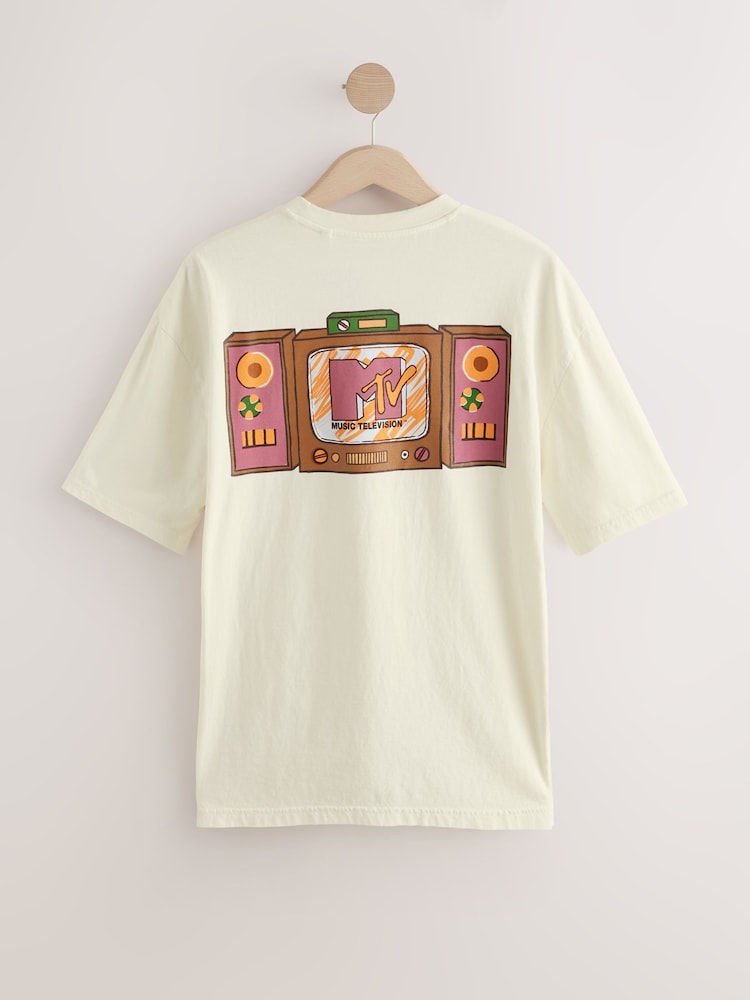 White MTV Regular Fit Band Graphic Print T-Shirt - Image 6 of 8