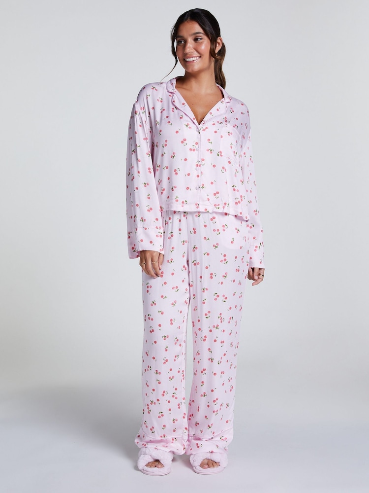 Hunkemoller Pink Satin Wide Leg Pyjama Bottoms - Image 1 of 5 Hunkemoller Pink Satin Wide Leg Pyjama Bottoms - Image 1 of 5