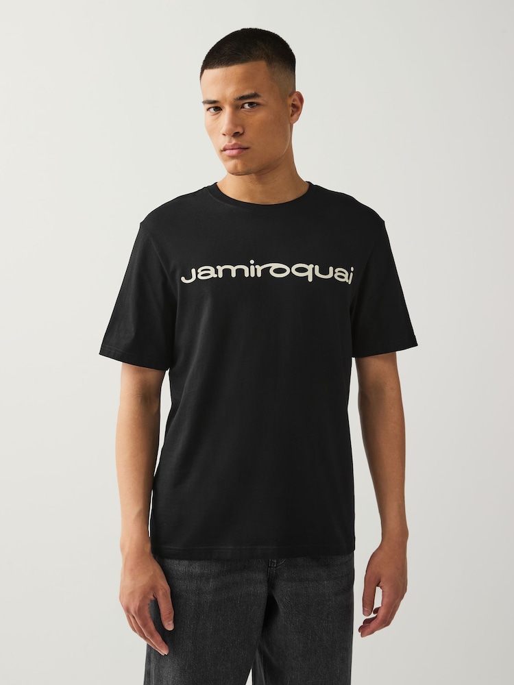 Black Jamiroquai Regular Fit Band Graphic Print T-Shirt - Image 1 of 8