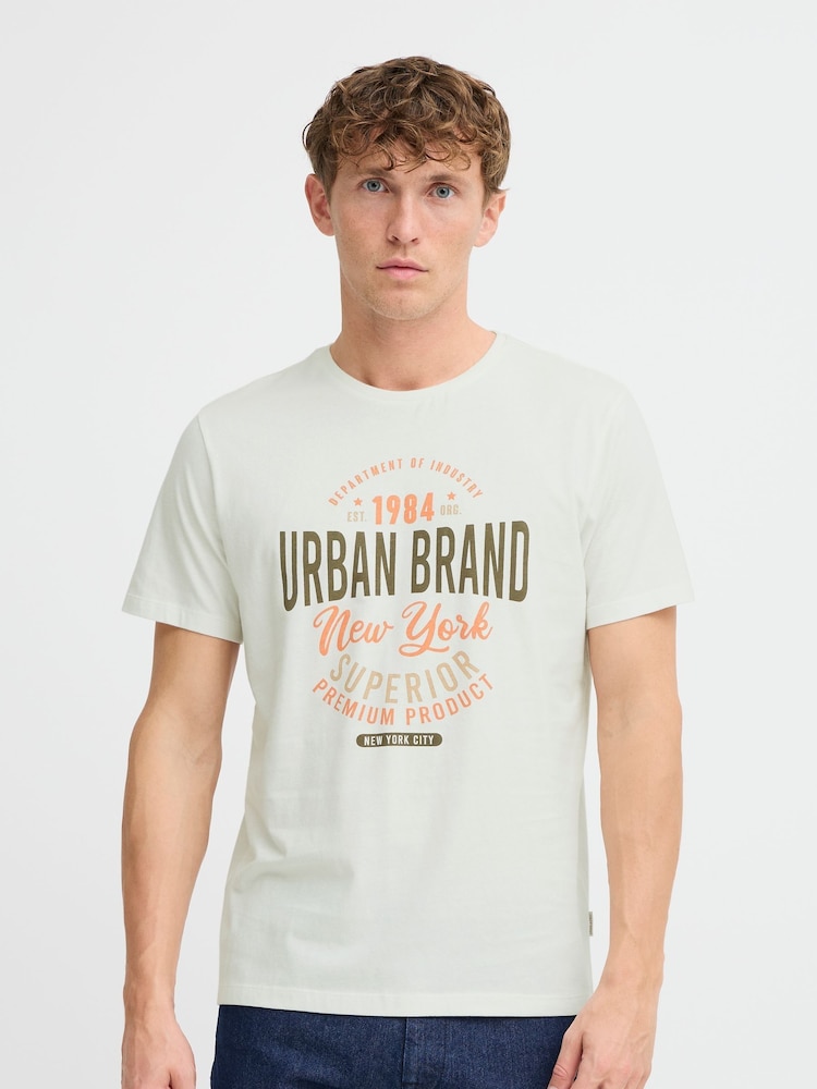 Blend White Printed Short Sleeve 100% Cotton T-Shirt - Image 1 of 5