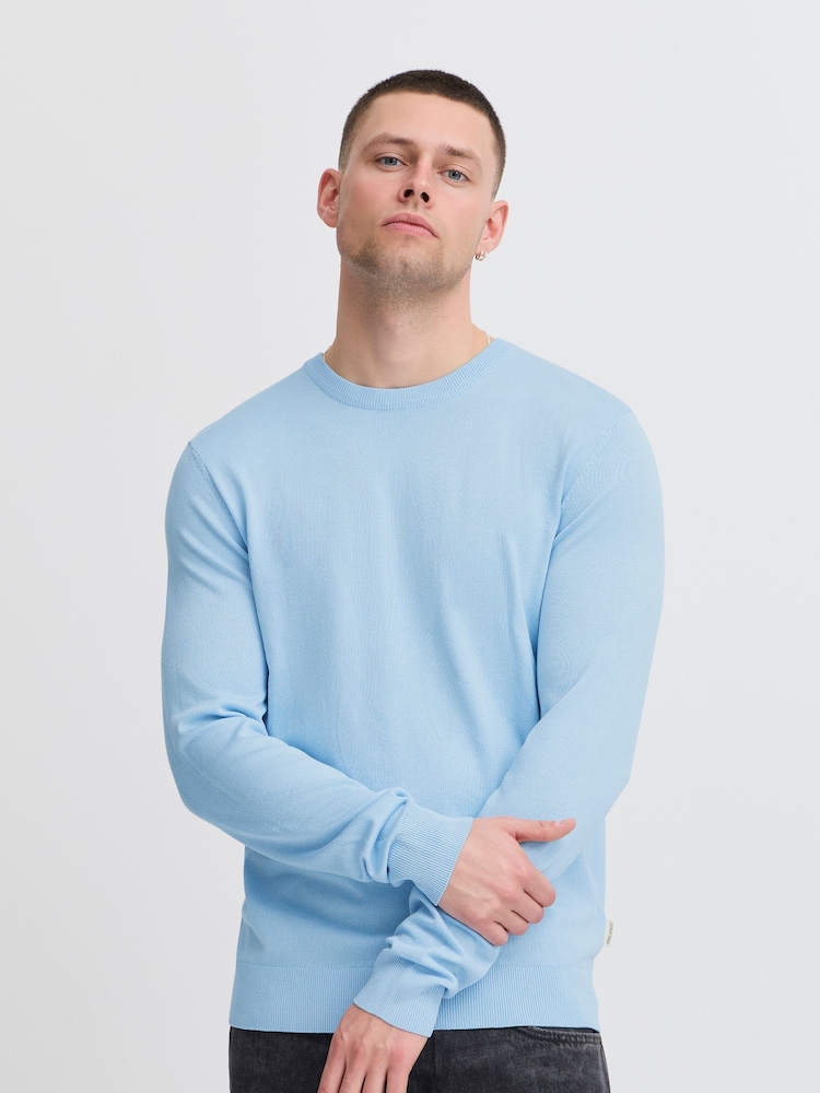 Blend Light Blue Crew Neck Lightweight Knitted Jumper - Image 1 of 5