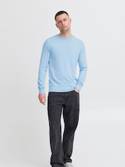 Blend Light Blue Crew Neck Lightweight Knitted Jumper - Image 3 of 5