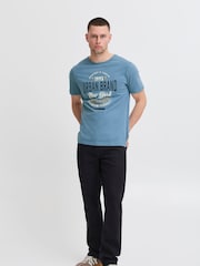 Blend Blue Printed Short Sleeve 100% Cotton T-Shirt - Image 3 of 5