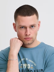 Blend Blue Printed Short Sleeve 100% Cotton T-Shirt - Image 4 of 5