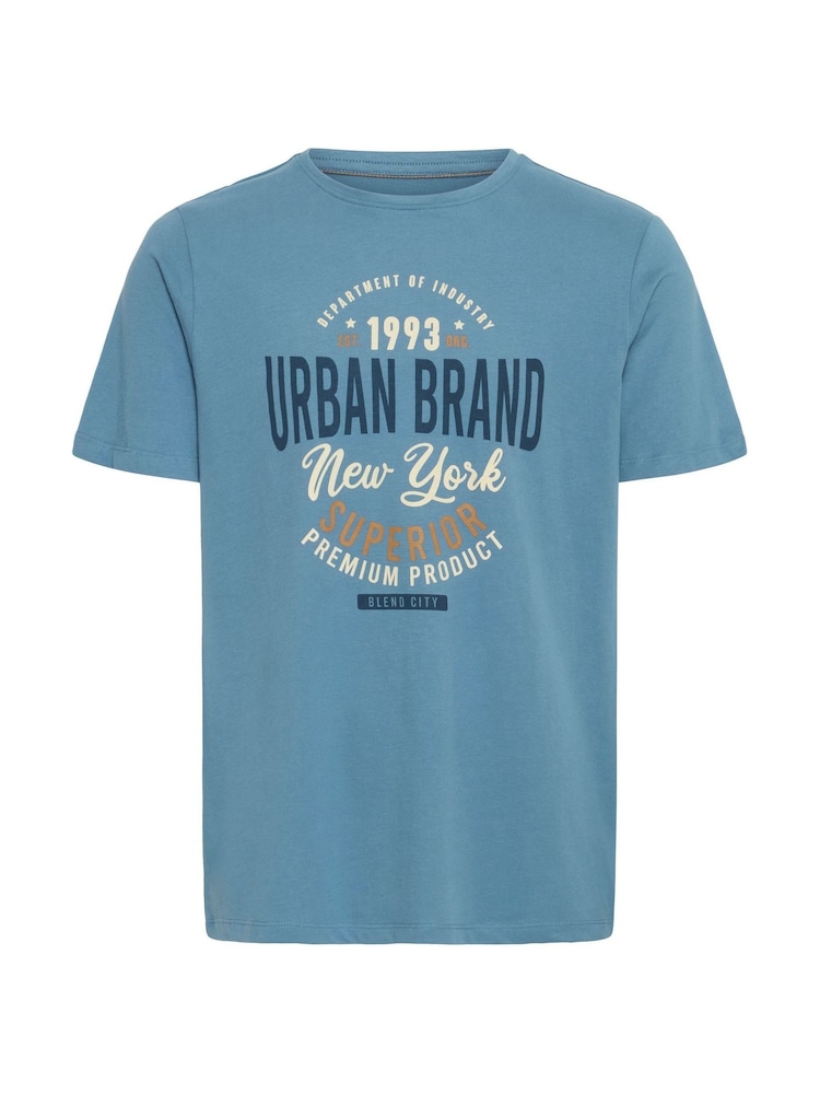 Blend Blue Printed Short Sleeve 100% Cotton T-Shirt - Image 5 of 5