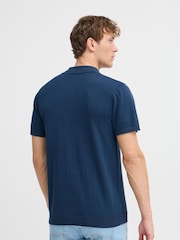 Blend Blue Lightweight Knitted 100% Cotton Polo Shirt - Image 2 of 5
