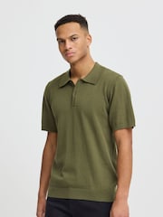 أخضر - Blend Lightweight Knitted 100% Cotton Polo Shirt - صورة 1 من 5