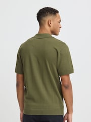 أخضر - Blend Lightweight Knitted 100% Cotton Polo Shirt - صورة 2 من 5
