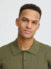 أخضر - Blend Lightweight Knitted 100% Cotton Polo Shirt - صورة 3 من 5