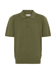 أخضر - Blend Lightweight Knitted 100% Cotton Polo Shirt - صورة 5 من 5