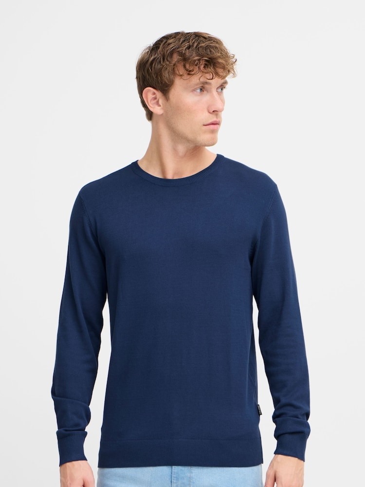 Blend Blue Crew Neck Lightweight Knitted Jumper - Image 1 of 5