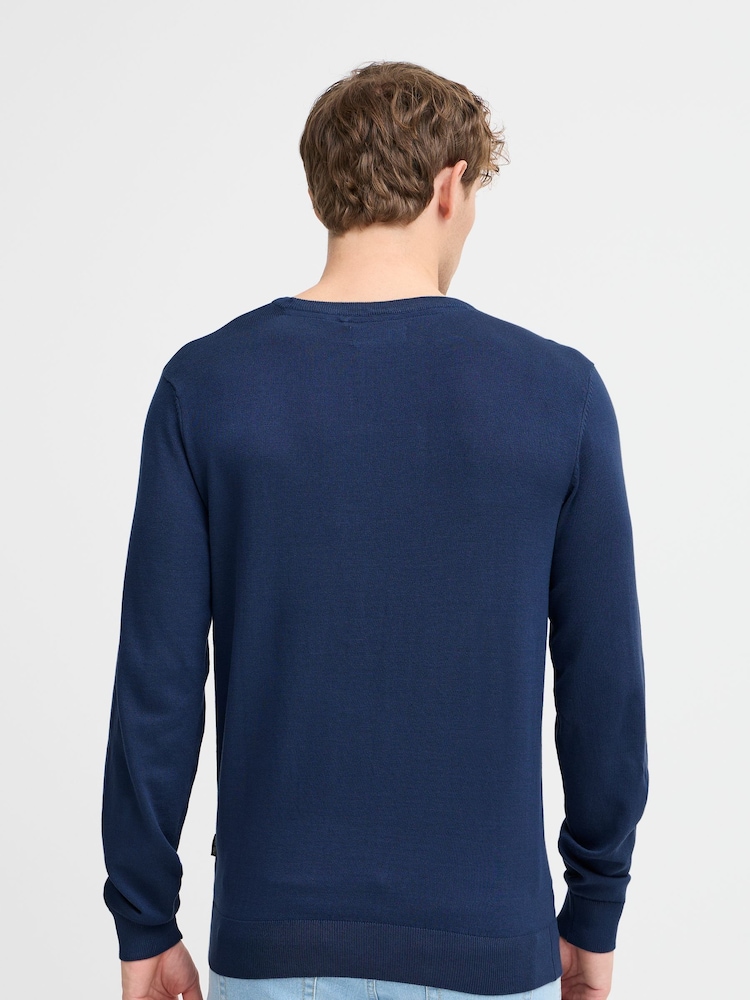 Blend Blue Crew Neck Lightweight Knitted Jumper - Image 2 of 5