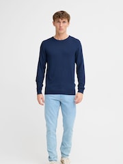 Blend Blue Crew Neck Lightweight Knitted Jumper - Image 3 of 5