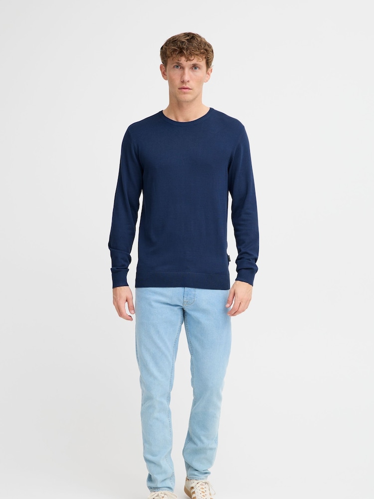 Blend Blue Crew Neck Lightweight Knitted Jumper - Image 3 of 5