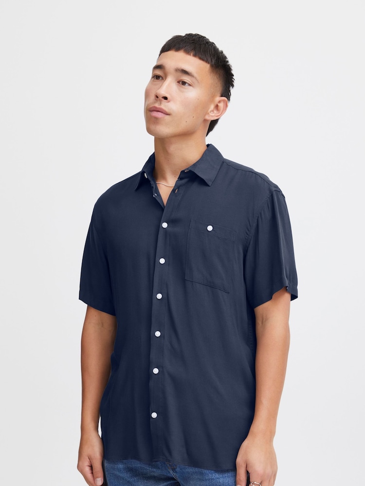 Blend Blue Viscose Short Sleeve Shirt - Image 1 of 5