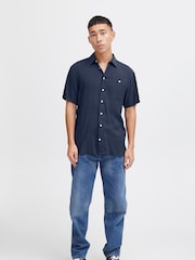 Blend Blue Viscose Short Sleeve Shirt - Image 3 of 5