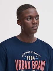 Blend Light Blue Printed Short Sleeve 100% Cotton T-Shirt - Image 4 of 5