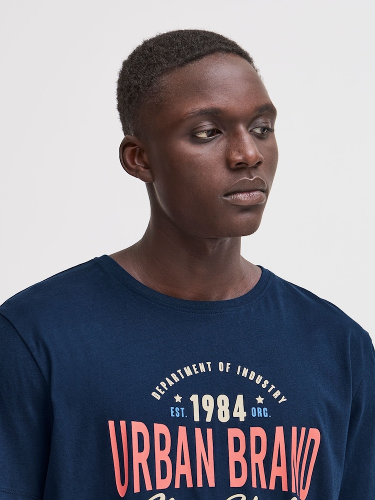 Blend Light Blue Printed Short Sleeve 100% Cotton T-Shirt - Image 4 of 5