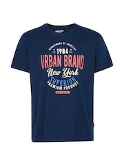 Blend Light Blue Printed Short Sleeve 100% Cotton T-Shirt - Image 5 of 5