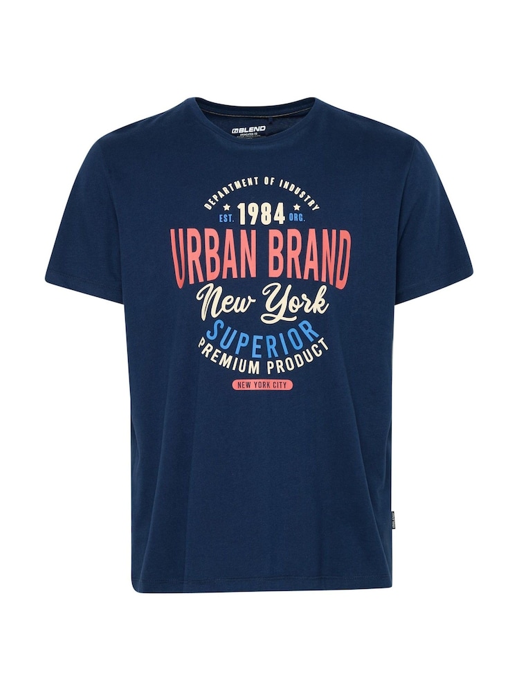 Blend Light Blue Printed Short Sleeve 100% Cotton T-Shirt - Image 5 of 5
