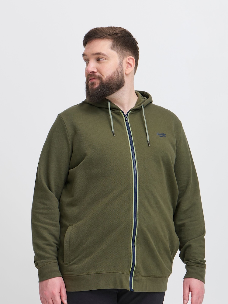 Blend Green Zip Through Hooded Sweatshirt - Image 1 of 5