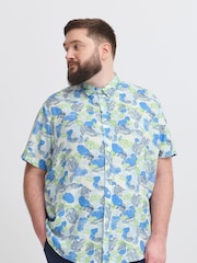 Blend Blue Floral Print Short Sleeve Shirt - Image 1 of 5