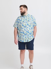 Blend Blue Floral Print Short Sleeve Shirt - Image 4 of 5
