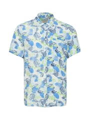 Blend Blue Floral Print Short Sleeve Shirt - Image 5 of 5