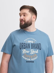 Blend Light Blue Printed Short Sleeve 100% Cotton T-Shirt - Image 3 of 5