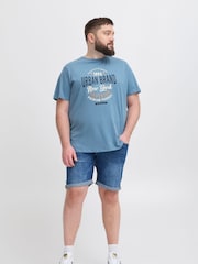 Blend Light Blue Printed Short Sleeve 100% Cotton T-Shirt - Image 4 of 5