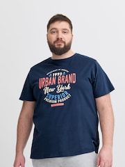 Blend Blue Printed Short Sleeve 100% Cotton T-Shirt - Image 1 of 5