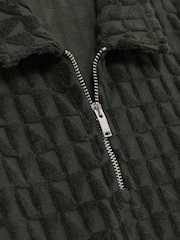 Donkergrijsgroen - Reiss Jackson Textured Towelling Polo Shirt - Image 4 of 4