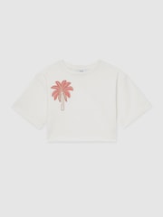 Reiss Palmer Cotton Palm Tree Cropped T-Shirt - Imagen 2 de 4