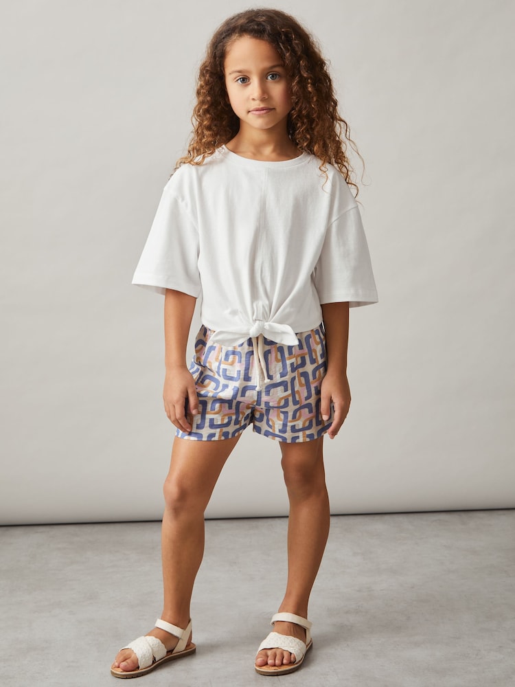 Marfil - Reiss Tyla Cotton Tie-Front Cropped T-Shirt - Imagen 2 de 4
