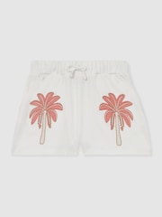 Reiss Palmer Cotton Palm Tree Drawstring Shorts - Imagen 2 de 4