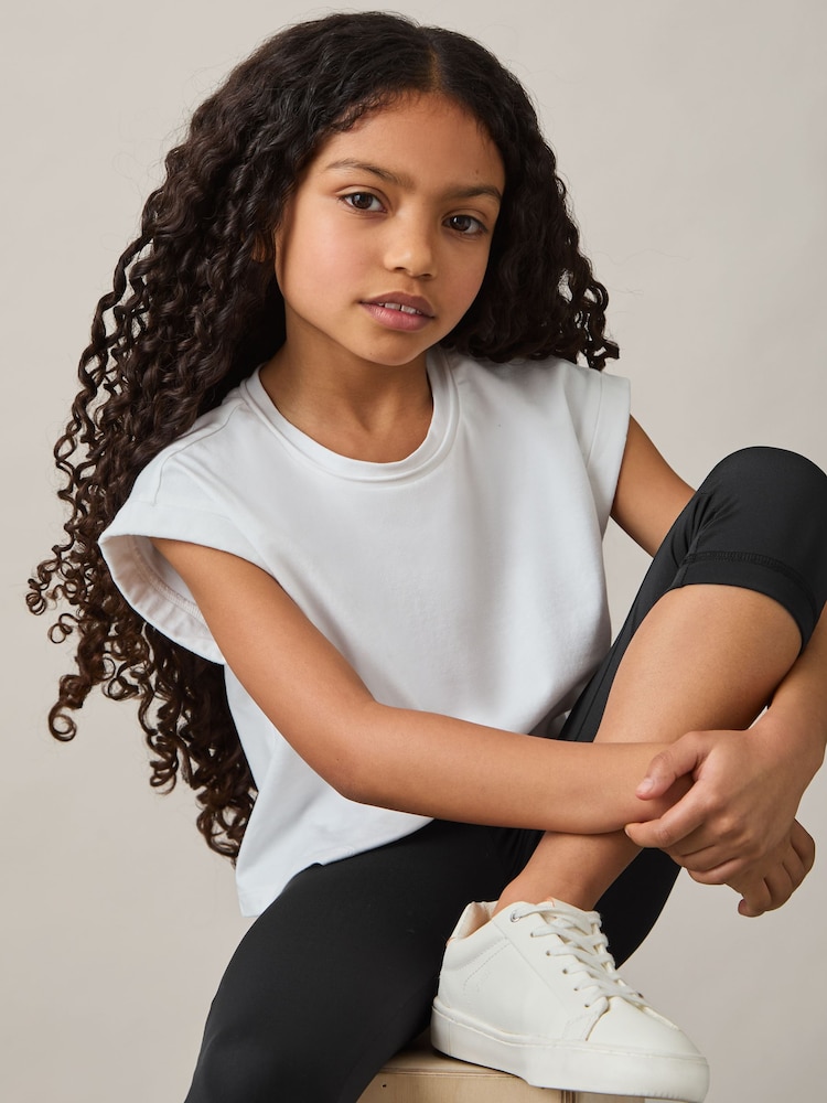 Reiss Black Raye 9-13 yrs Three-Quarter Length Leggings - Image 1 of 4 Reiss Black Raye 9-13 yrs Three-Quarter Length Leggings - Image 1 of 4