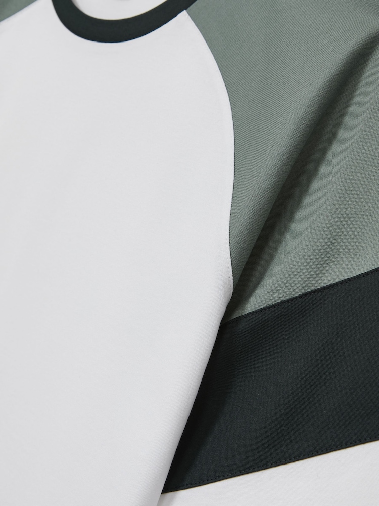 Blanco/salvia - Reiss Adan Mercerised-Cotton Colourblock T-Shirt - Imagen 6 de 6