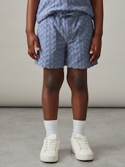 Reiss Airforce Blue Piro 3-9 yrs Textured Towelling Shorts - Image 3 of 4