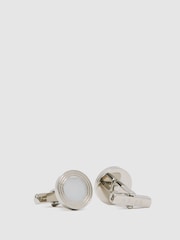 Reiss Silver/Mop Ripley Inlaid Round Ridge Cufflinks - Image 3 of 5