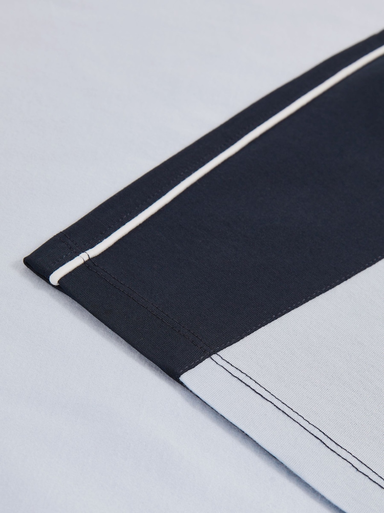 Reiss Soft Blue/Navy Otis Mercerised-Cotton Colour-Block T-Shirt - Image 6 of 6