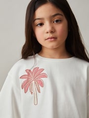 Reiss Palmer Cotton Palm Tree Cropped T-Shirt - Imagen 3 de 4