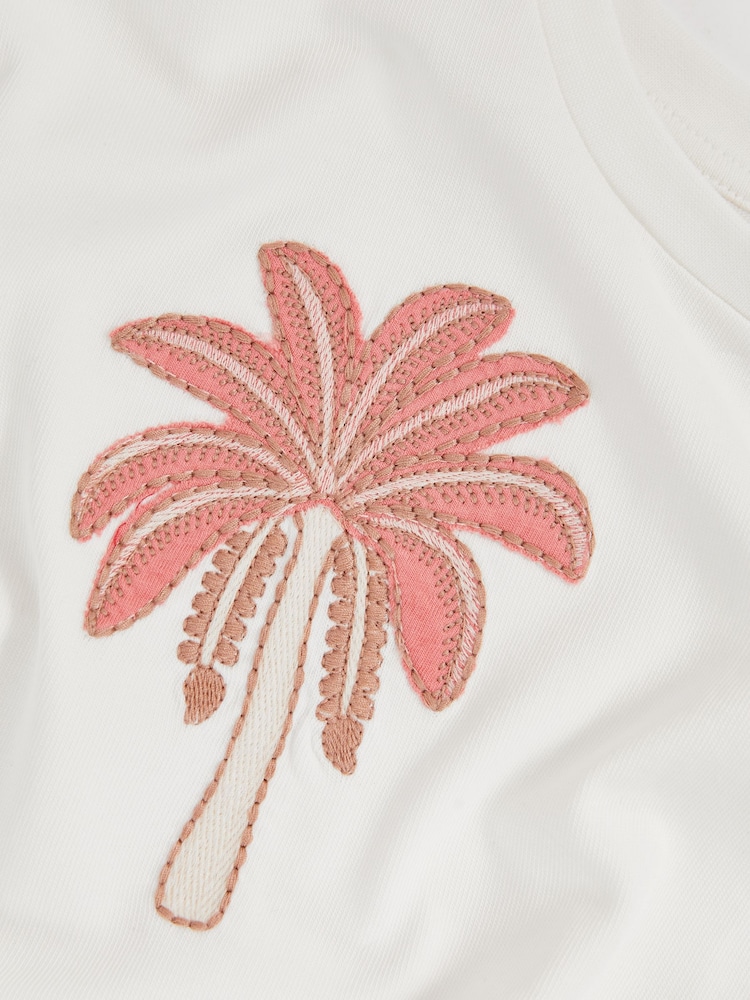 Reiss Palmer Cotton Palm Tree Cropped T-Shirt - Imagen 4 de 4